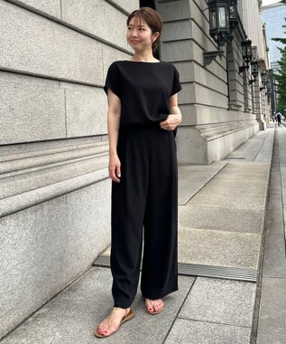 UNFILO 【接触冷感/吸水速乾】サマーセットアップ ワイドパンツ ブラック系