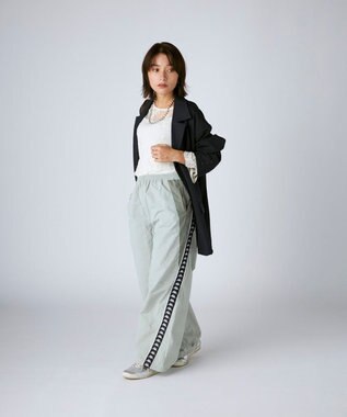 OP／FILA 【Kappa】 ワイドシルエット バンダナイロントラックパンツ グレー
