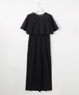 ANY SIS 【2SET】ジャガード ケープ トップス × サロペット ブラック