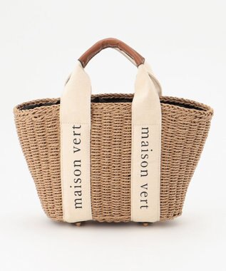 LA BAGAGERIE 【maison vert】【ペーパー素材・多収納】ロゴテープかごバッグ ブラック