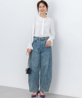 組曲 S ライトデシン プリーツブラウス アイボリー系