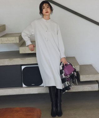 組曲 S ウーステッドライク ワンピース ライトグレー系