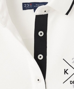 23区GOLF 【WOMEN】【UVカット】ハニカムカノコ長袖ポロシャツ ホワイト系