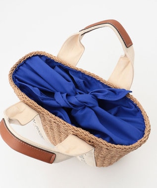 LA BAGAGERIE 【maison vert】【ペーパー素材・多収納】ロゴテープかごバッグ ブルー