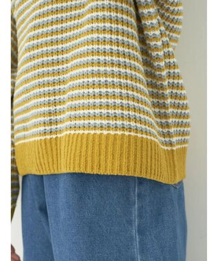 earth music&ecology マットベロアモールプルオーバー Border Yellow