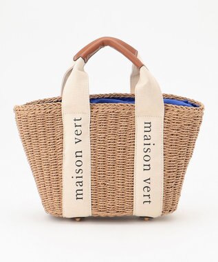 LA BAGAGERIE 【maison vert】【ペーパー素材・多収納】ロゴテープかごバッグ ブルー