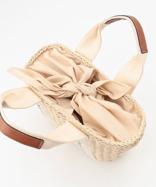 LA BAGAGERIE 【maison vert】【ペーパー素材・多収納】ロゴテープかごバッグ ベージュ