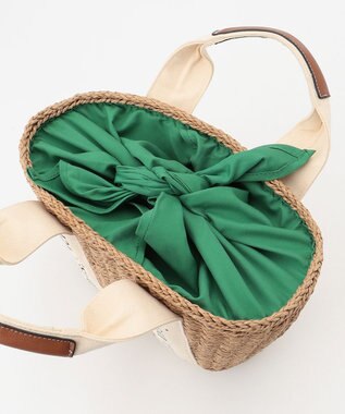 LA BAGAGERIE 【maison vert】【ペーパー素材・多収納】ロゴテープかごバッグ グリーン