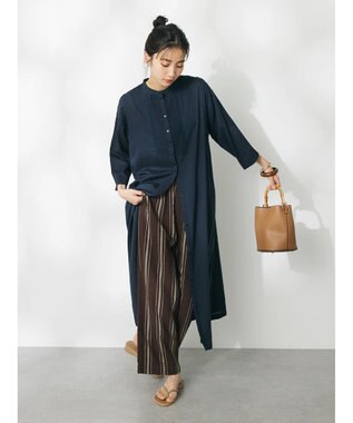 CRAFT STANDARD BOUTIQUE リネンレーヨンストライプイージーパンツ Stripe Brown
