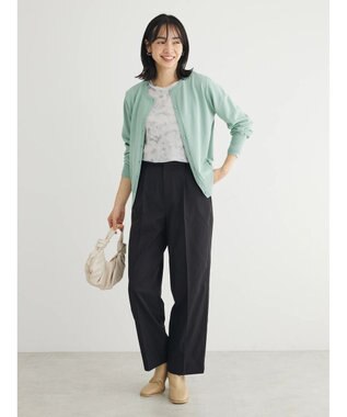 Green Parks 洗える　クルーネックカーディガン Light Gray