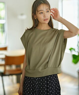 組曲 L 【WEB限定】コンシャスジャージーフレンチスリーブカットソー オリーブ系