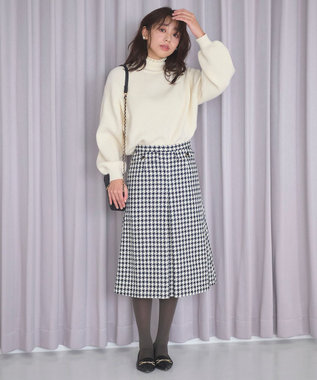 Feroux 【洗える】BOXタックミドル丈 スカート アイボリー系2