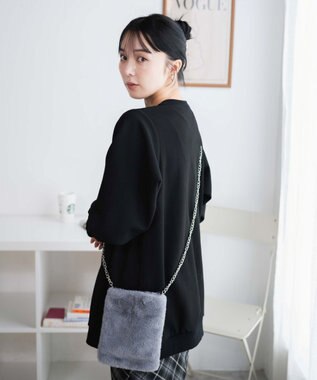 WEGO ファーチェーンミニショルダー グレー