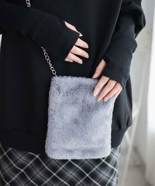 WEGO ファーチェーンミニショルダー グレー