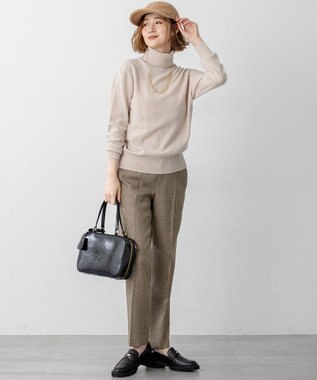 23区 L 【洗える/セットアップ対応】ウールライクカルゼ テーパード パンツ ブラウン系