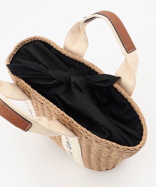 LA BAGAGERIE 【maison vert】【ペーパー素材・多収納】ロゴテープかごバッグ ブラック