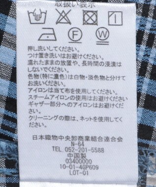 Green Parks 前後２ｗａｙ袖バルーンギンガムチェックブラウス Blue