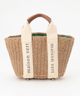 LA BAGAGERIE 【maison vert】【ペーパー素材・多収納】ロゴテープかごバッグ グリーン