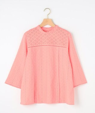 組曲 エンブロイダリーレースハイネック ブラウス ピンク系