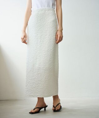 #Newans 【金子綾さんインスタライブご紹介アイテム】（セットアップ可能）ふくれジャガード タイトスカート ホワイト