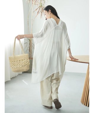 earth music&ecology レーヨンビッグシャツチュニック Ivory