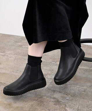 Pointer 日本製 本革厚底サイドゴアブーツ ブラック