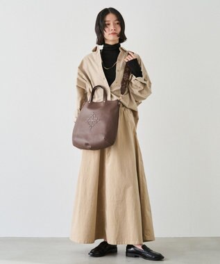 russet エンボスモノグラム ソフトレザー 2WAYトートバッグ(CE-1611) D.Brown