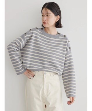 AMERICAN HOLIC バイパチショルダーボタンニットプルオーバー Gray Mixture