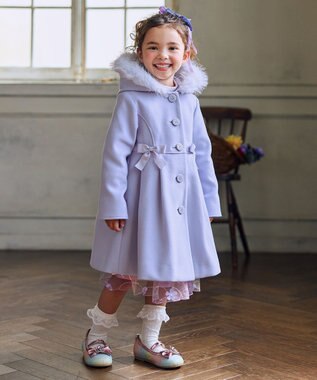 ANY KIDS 【フード取り外し可能】ウールライクコート サックスブルー