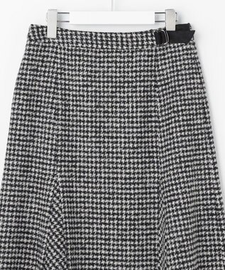 J.PRESS LADIES ウールシルク ハウンドトゥース フレア スカート モノトーン系
