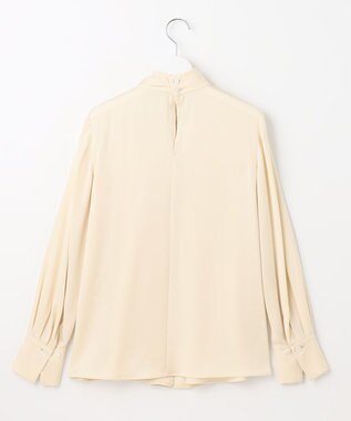 自由区 L 【洗える/UVケア/吸放湿性】シルクストレッチ ハイネックブラウス ベージュ系