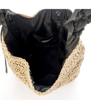 UNBILLION カシュカシュ cachecache / ドロストフリルハンドル地柄編みトート カゴバッグ ブラック