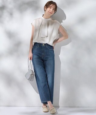 ANY ボウタイブラウス グレージュ（無地）