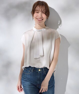 【洗濯機可】ボウタイブラウス