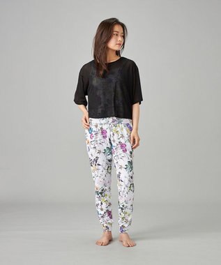 Chacott シアーリブバッククロスTシャツ ブラック
