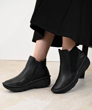 Pointer 本革超軽量サイドゴアショートブーツ ブラック