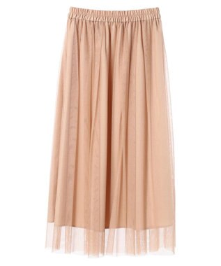 YECCA VECCA ラメチュールギャザースカート Pink Beige