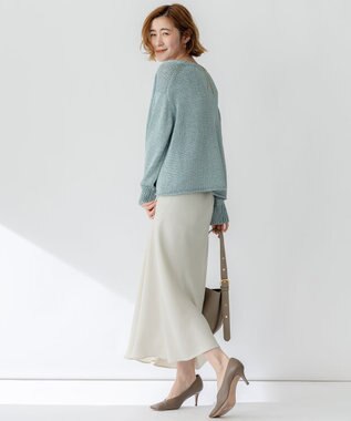 23区 【洗える】ブライトリリーヤーン クルーネック ニット ライトグリーン系