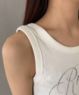 WEGO ラインストーンハートグラフィックタンク ホワイト