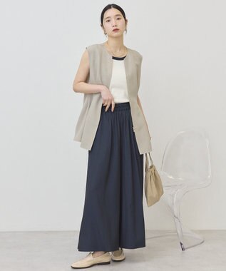 AMERICAN HOLIC 【イージーケア】リネンライクペプラムベスト Gray Beige