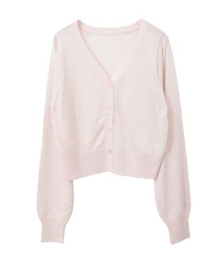 earth music&ecology シアーラメＶネックカーディガン Pink
