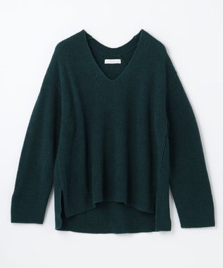 ANY ウールブレンドバルキーニット Vネック グリーン