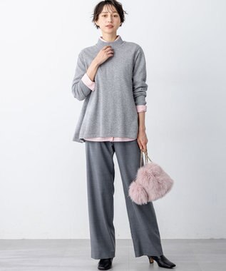 23区 L 【洗える】ナチュラルストレッチサキソニー ベイカー ドロスト パンツ グレー系