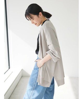 CRAFT STANDARD BOUTIQUE UVカット/接触冷感/マシンウォッシャブル/Vネックビッグニットカーディガン Gray Beige