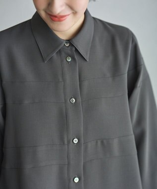 #Newans 【洗濯機可能】Aラインパネルチュニックシャツ チャコール