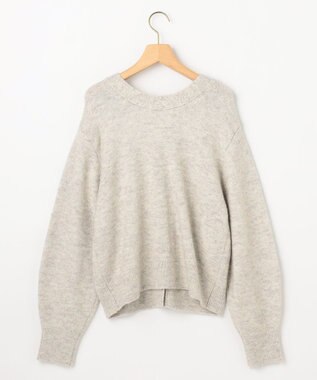 組曲 【加藤ローサさん着用 / 前後着用可】スパンコールヤーン カーディガン ライトグレー系