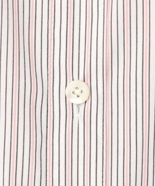 J.PRESS LADIES L 【洗える】BEZコットンナイロン ストライプ シャツカラー ブラウス ピンク×ホワイトストライプ系1