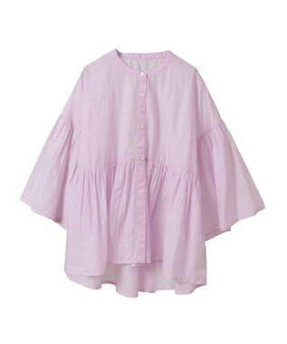 earth music&ecology コットンボイルギャザーシャツ Lavender