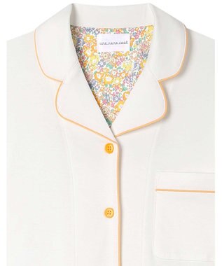 une nana cool 【綿100%】60/1 シルケットスムース 長袖開襟 MADE WITH LIBERTY FABRIC アイボリー