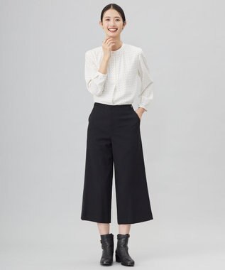J.PRESS LADIES 【WEB限定カラーあり・洗える】ツムギート flannel ワイド クロップド パンツ ブラック系